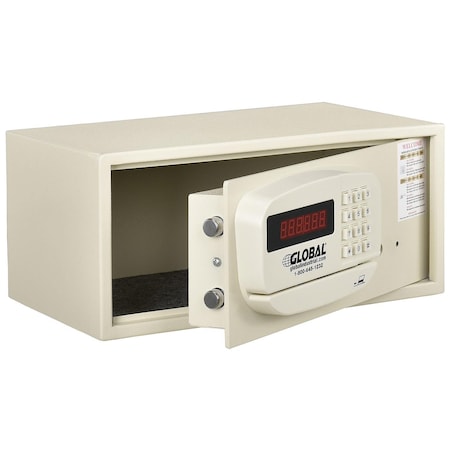 Global Industrial Hotel Safe Electronic Lock w/Card Slot, Keyed Differently, Off White, 15Wx10Dx7H 493383